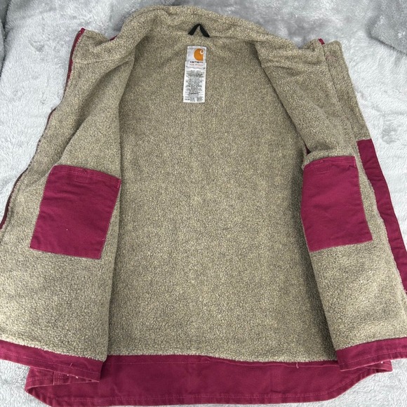 Vintage Carhartt Vest Sherpa Lined Duck Canvas  WV001 624 Ruby Women's Large - Picture 3 of 11